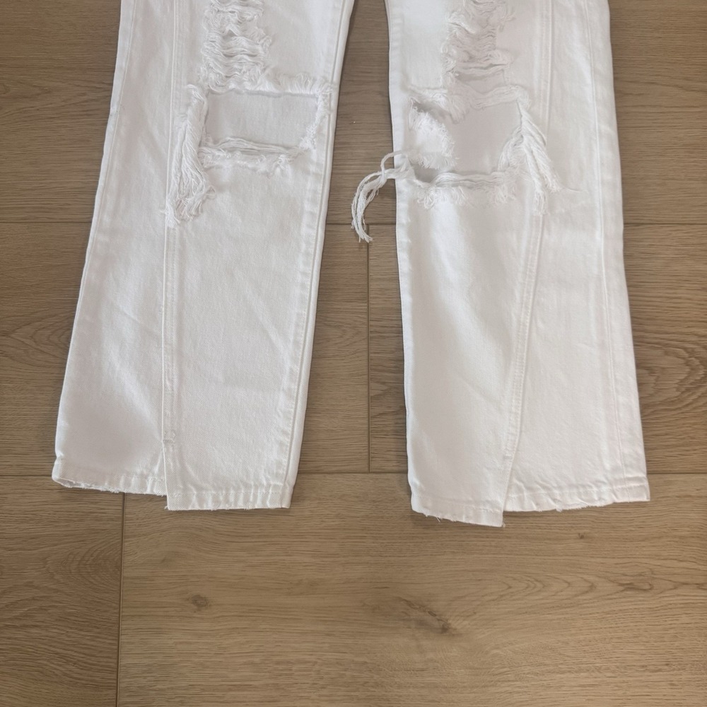 Frame Le Jane Jeans Women's 26 Cream Denim High Rise Frayed Hem Wide-Leg NWT$278 - Picture 4 of 13
